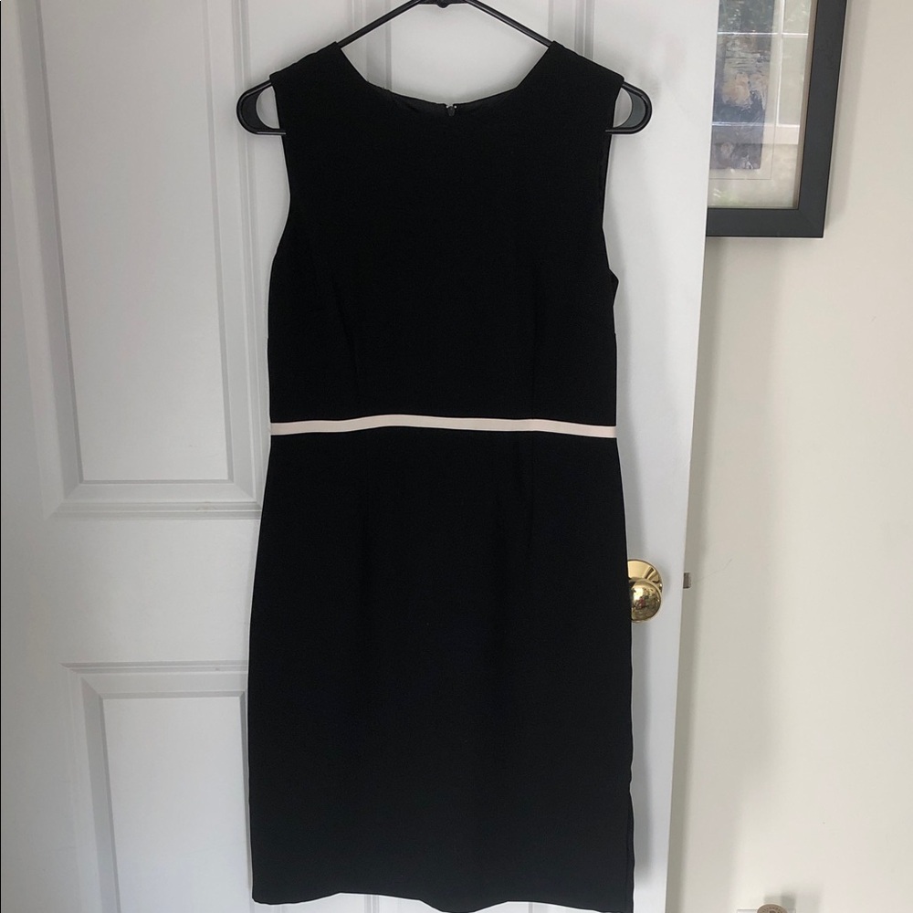 Danny & Nicole Black Midi Sheath Dress with Cream Waistband